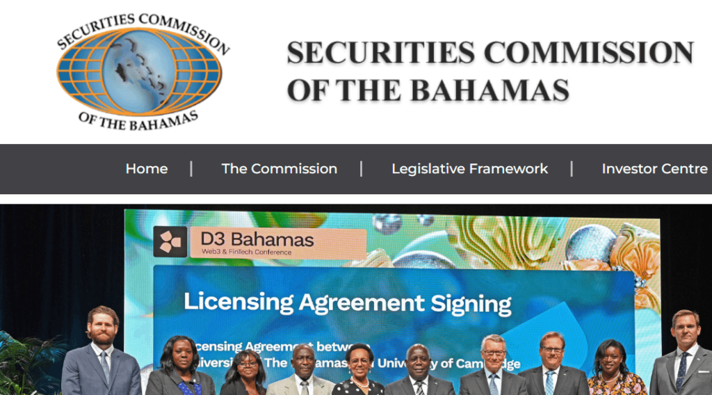 securities commission of the bahamas website screenshot