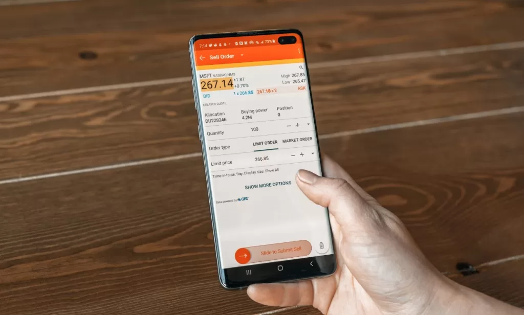 trading app on phone