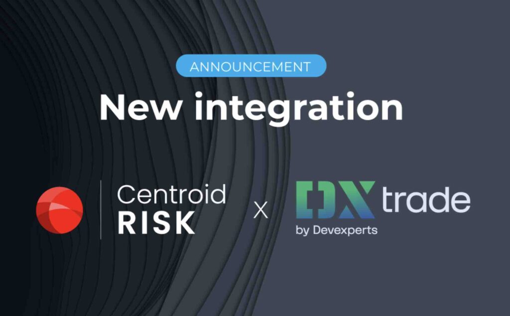 Centroid Risk an DXtrade logos with black background