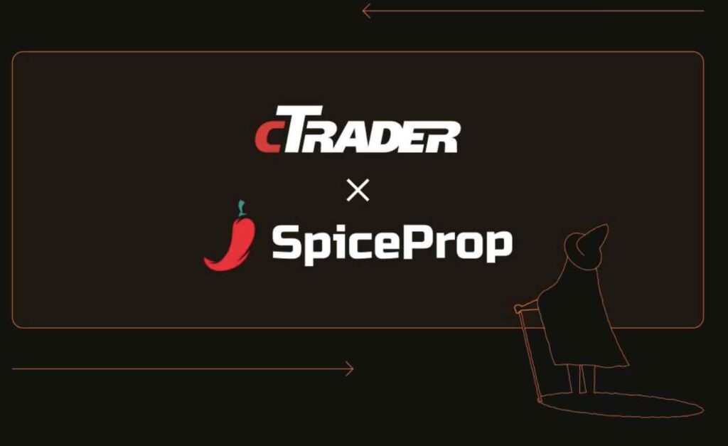 SpiceProp and cTrader logos on black background
